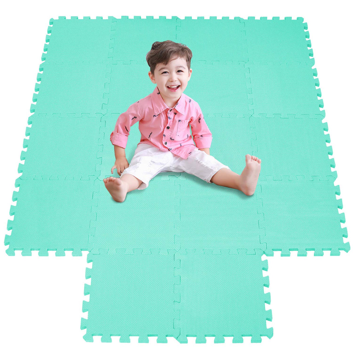 meiqicool Foam Play Mat – 18-Piece Interlocking EVA Puzzle Mats for Kids, Green