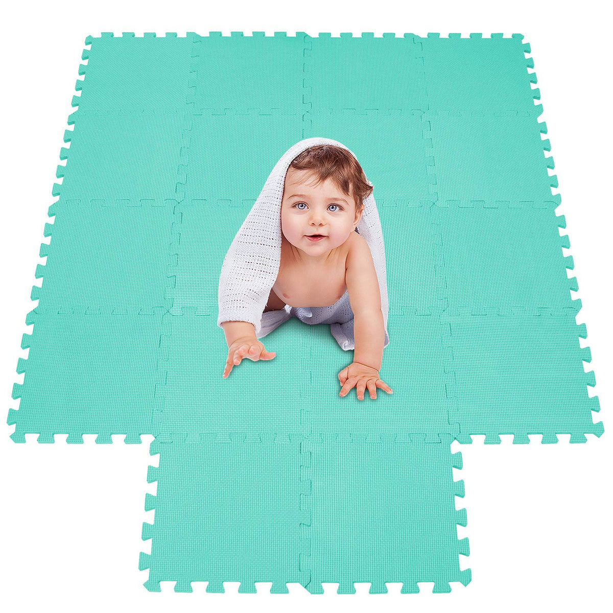 meiqicool Foam Play Mat – 18-Piece Interlocking EVA Puzzle Mats for Kids, Green