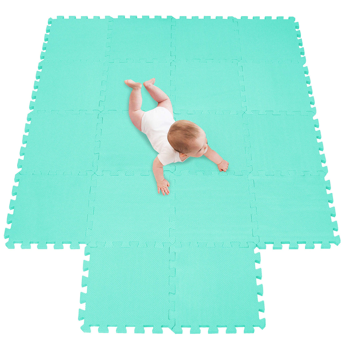 meiqicool Foam Play Mat – 18-Piece Interlocking EVA Puzzle Mats for Kids, Green
