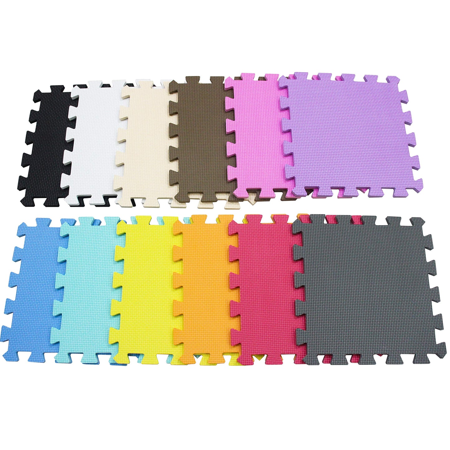 meiqicool Foam Play Mat – Thick Interlocking EVA Tiles, 18-Piece AJL (White/Beige/Grey)