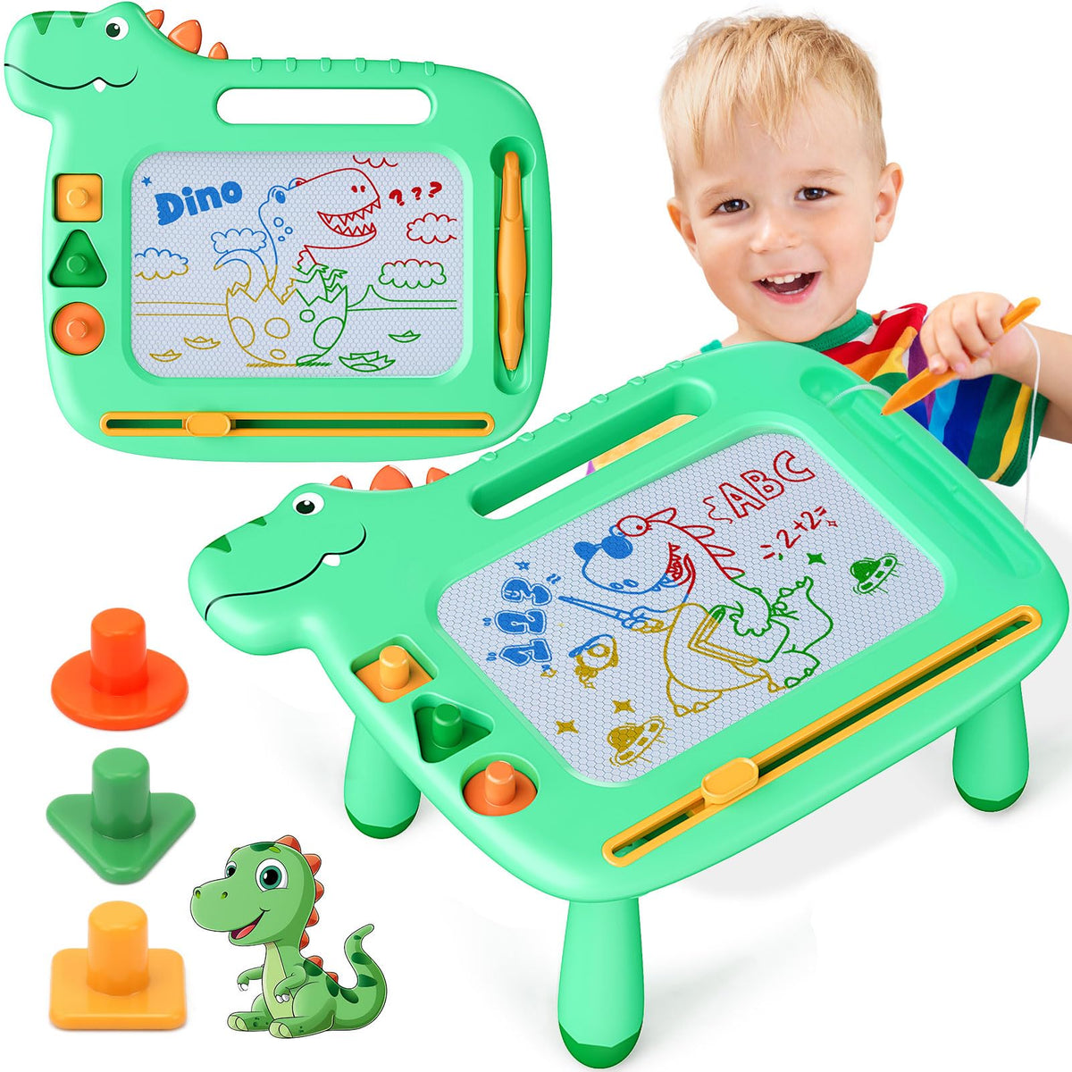 MEJCFARI Dinosaur Magnetic Drawing Board for Toddlers 1-3 – Colorful, No-Mess Doodle Pad
