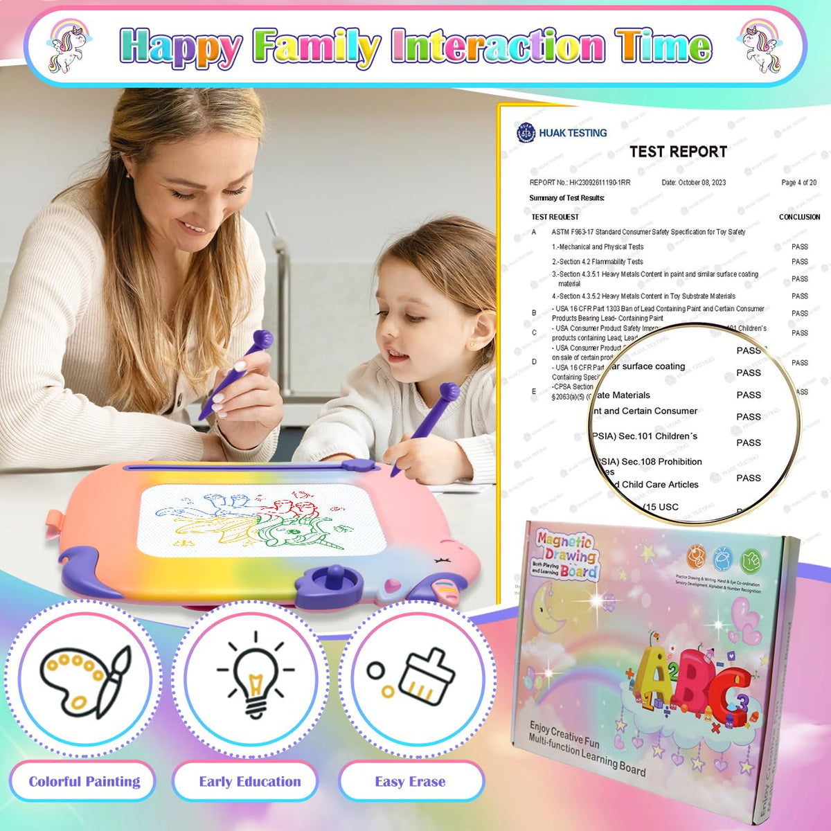 MEJCFARI Magnetic Drawing Board for Toddlers – Learning Doodle Toy for 3 Year Olds