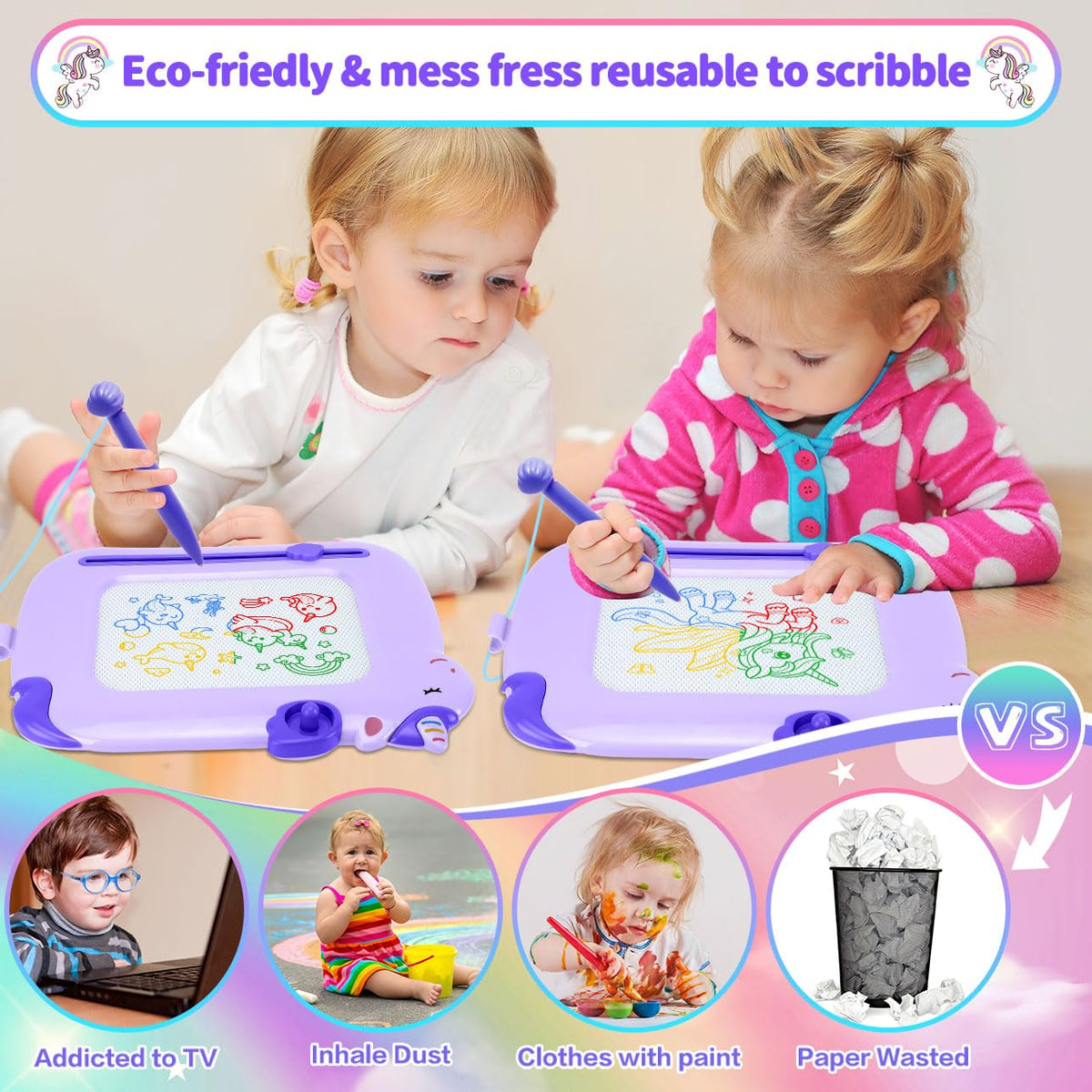 MEJCFARI Magnetic Drawing Board for Toddlers – Unicorn Doodle Toy for 3 Year Olds