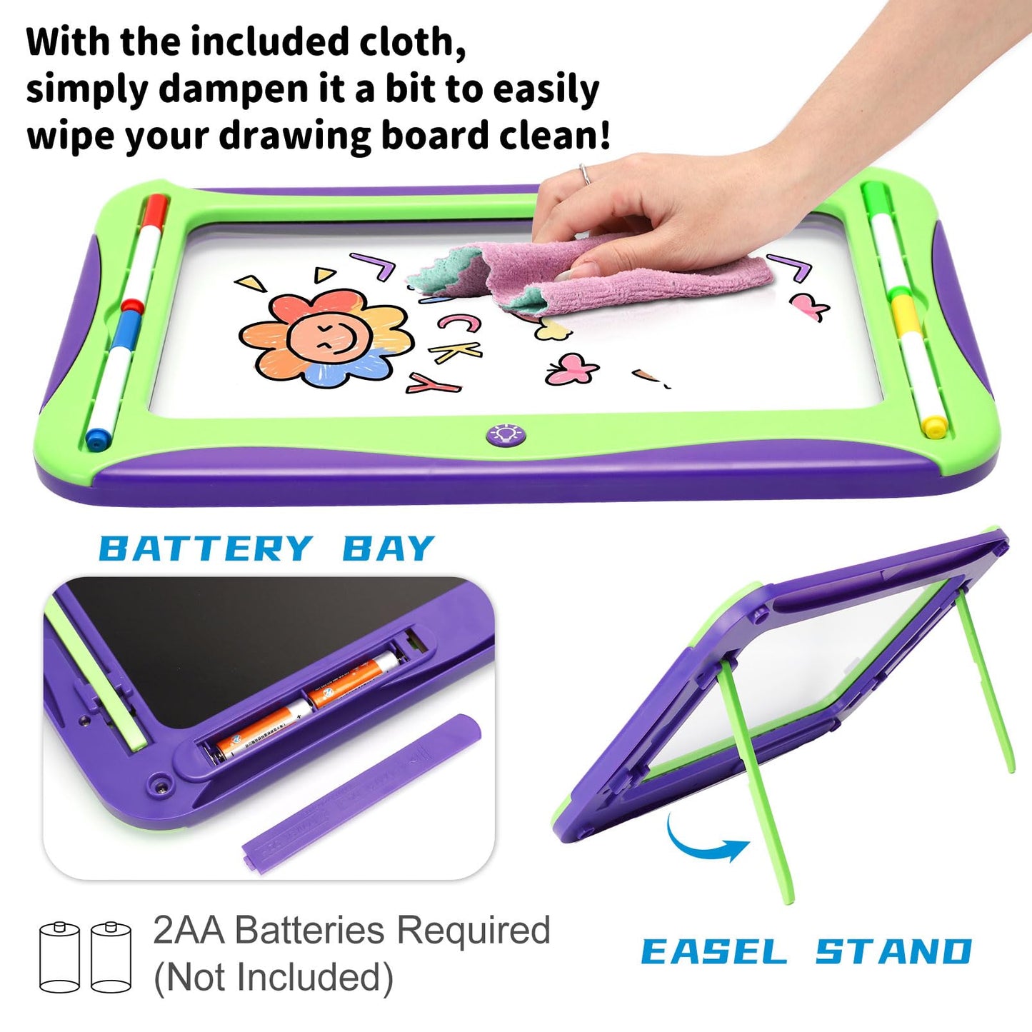 MEJCFARI LED Glow Drawing Board for Kids – Light Up Tracing Pad with 9 Cards & 6 Markers