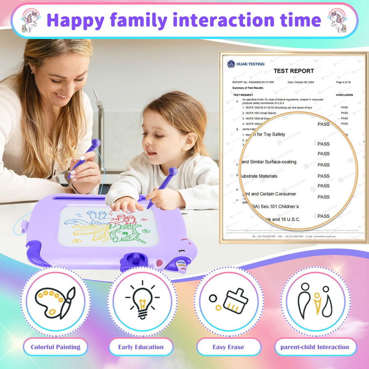 MEJCFARI Magnetic Drawing Board for Toddlers – Unicorn Doodle Toy for 3 Year Olds
