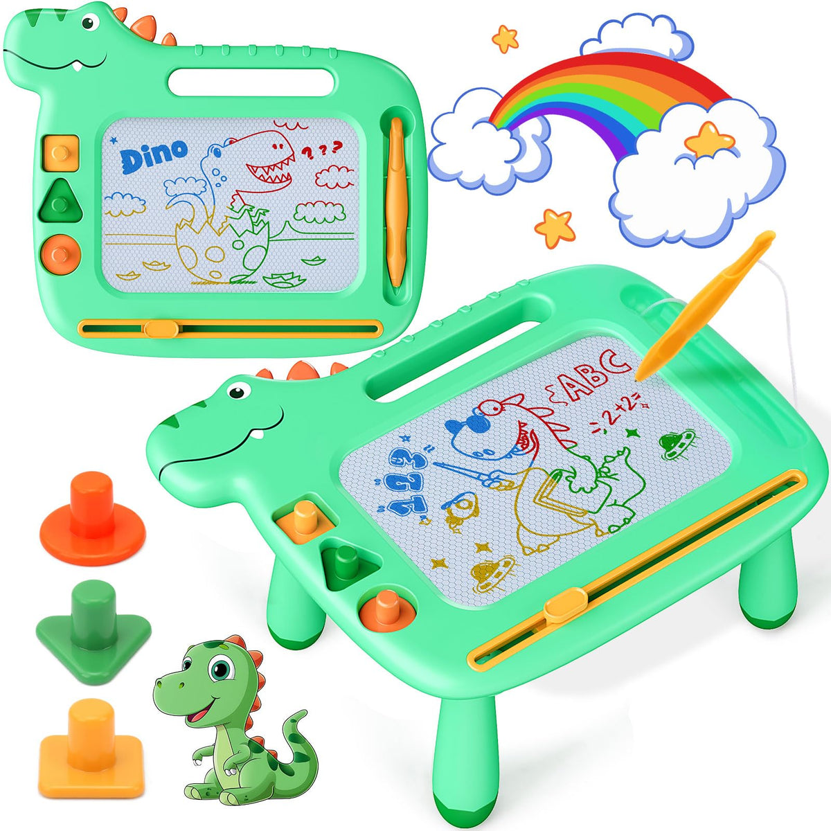 MEJCFARI Dinosaur Magnetic Drawing Board for Toddlers 1-3 – Colorful, No-Mess Doodle Pad