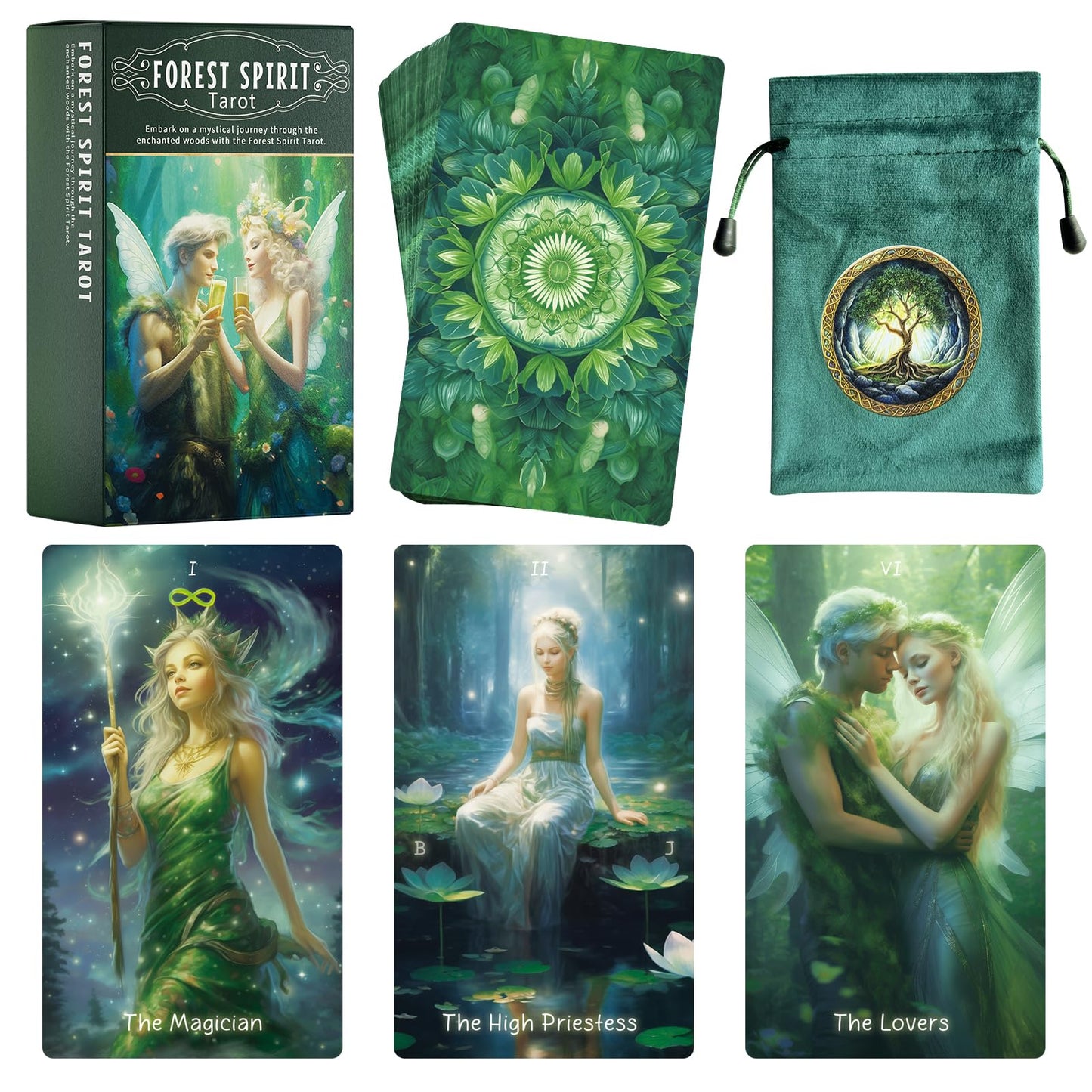 Mekasthos Elf Tarot Cards for Beginners | 78-Card Deck with Guide Book | Forest Elf Everyday Witch Tarot