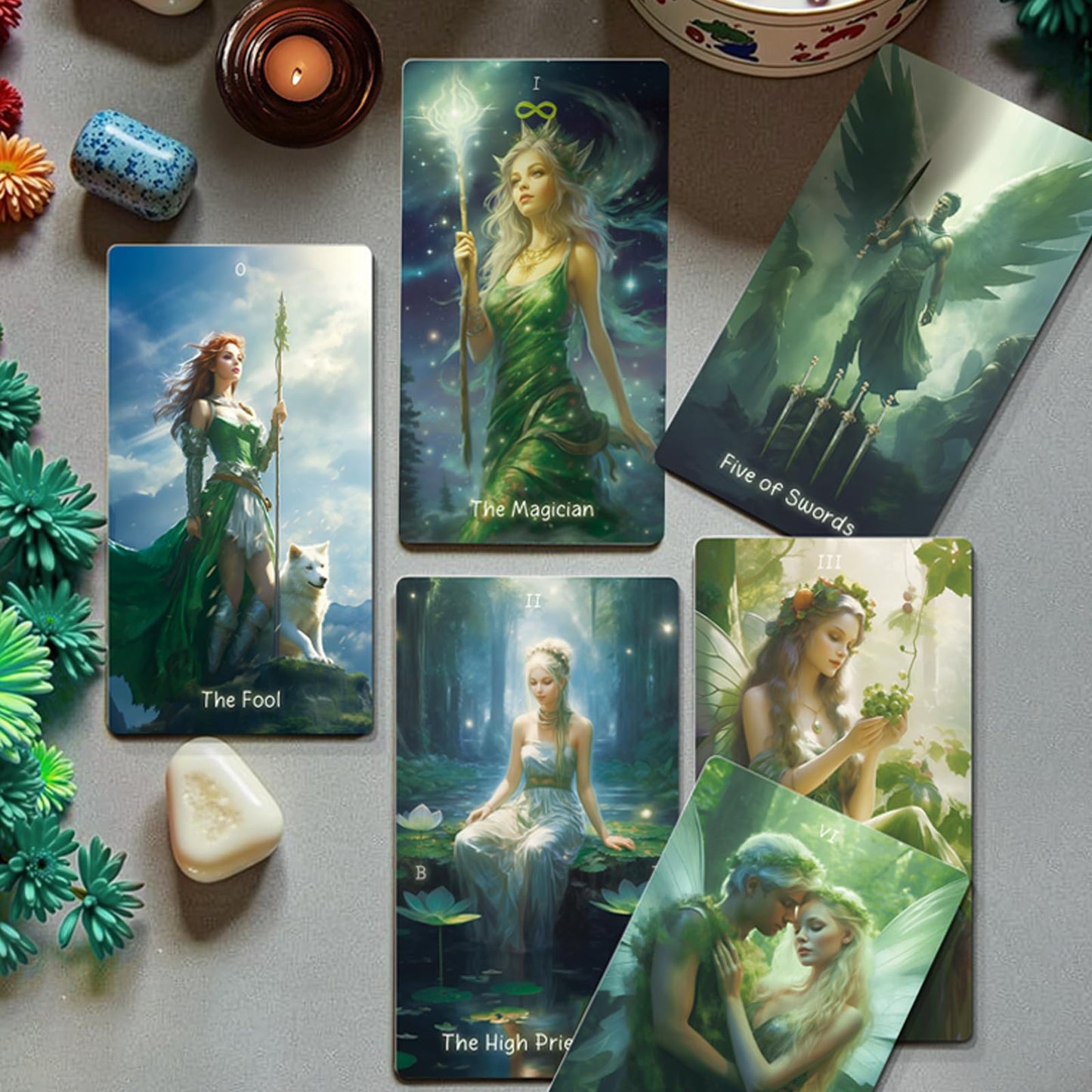 Mekasthos Elf Tarot Cards for Beginners | 78-Card Deck with Guide Book | Forest Elf Everyday Witch Tarot