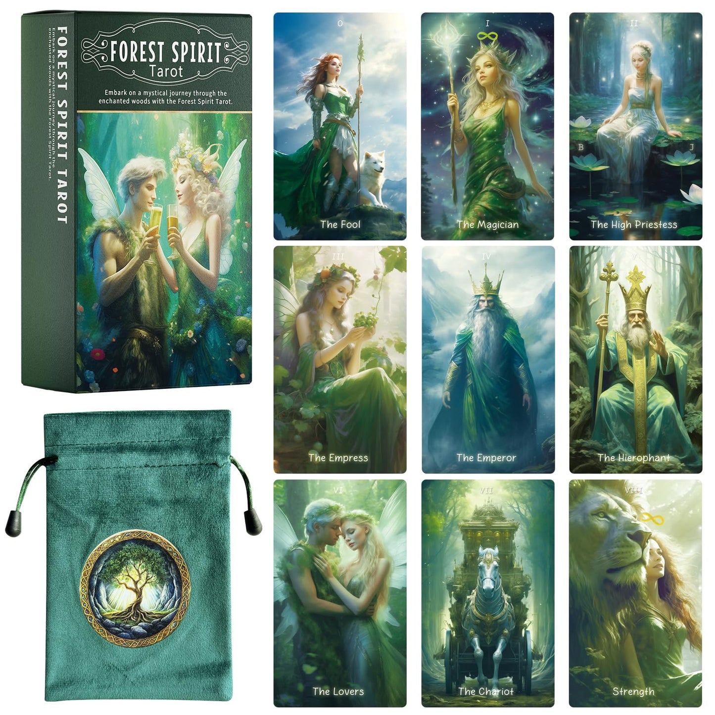 Mekasthos Elf Tarot Cards for Beginners | 78-Card Deck with Guide Book | Forest Elf Everyday Witch Tarot