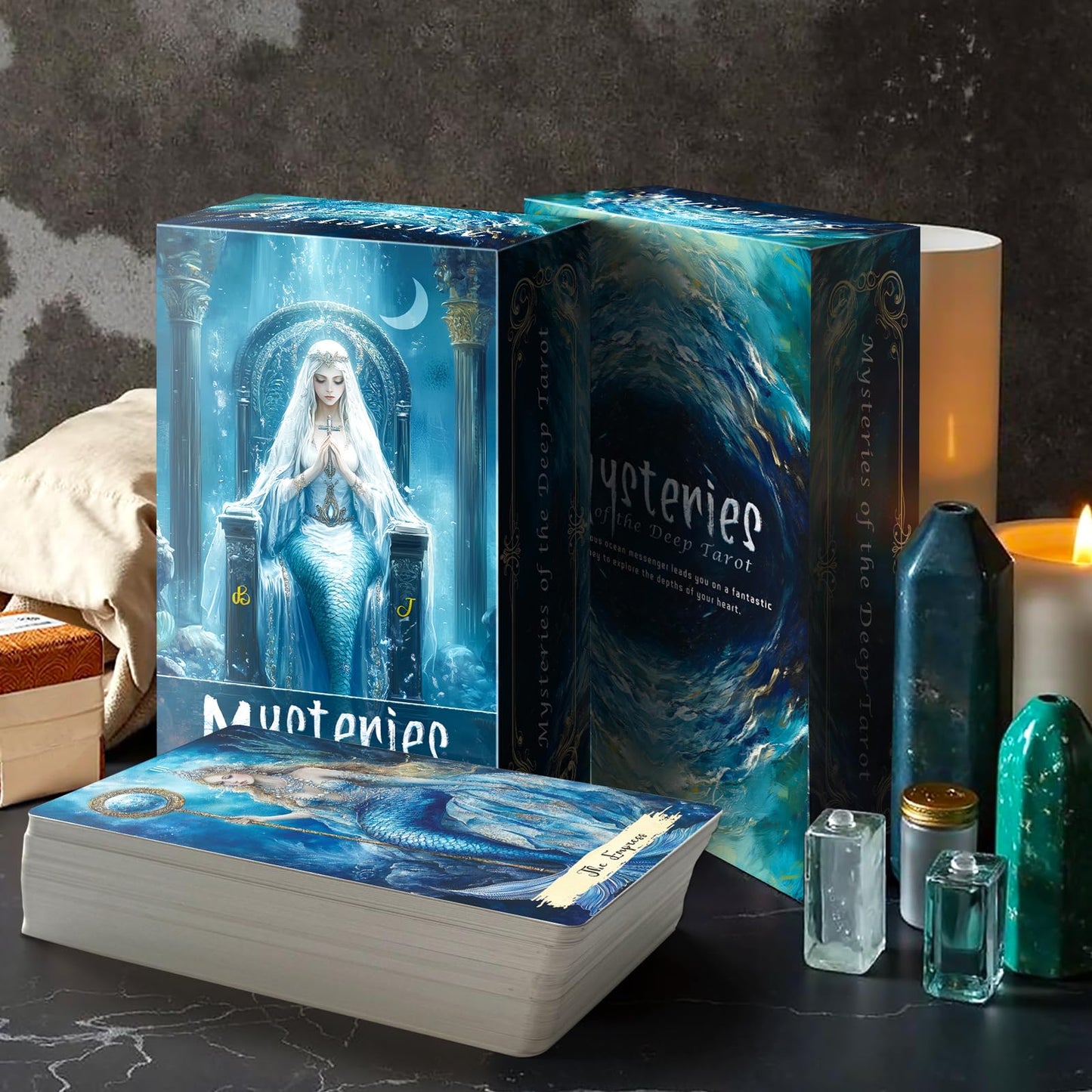 Mekasthos Tarot Cards for Beginners – 78-Card Ocean Mermaid Deck with Guide