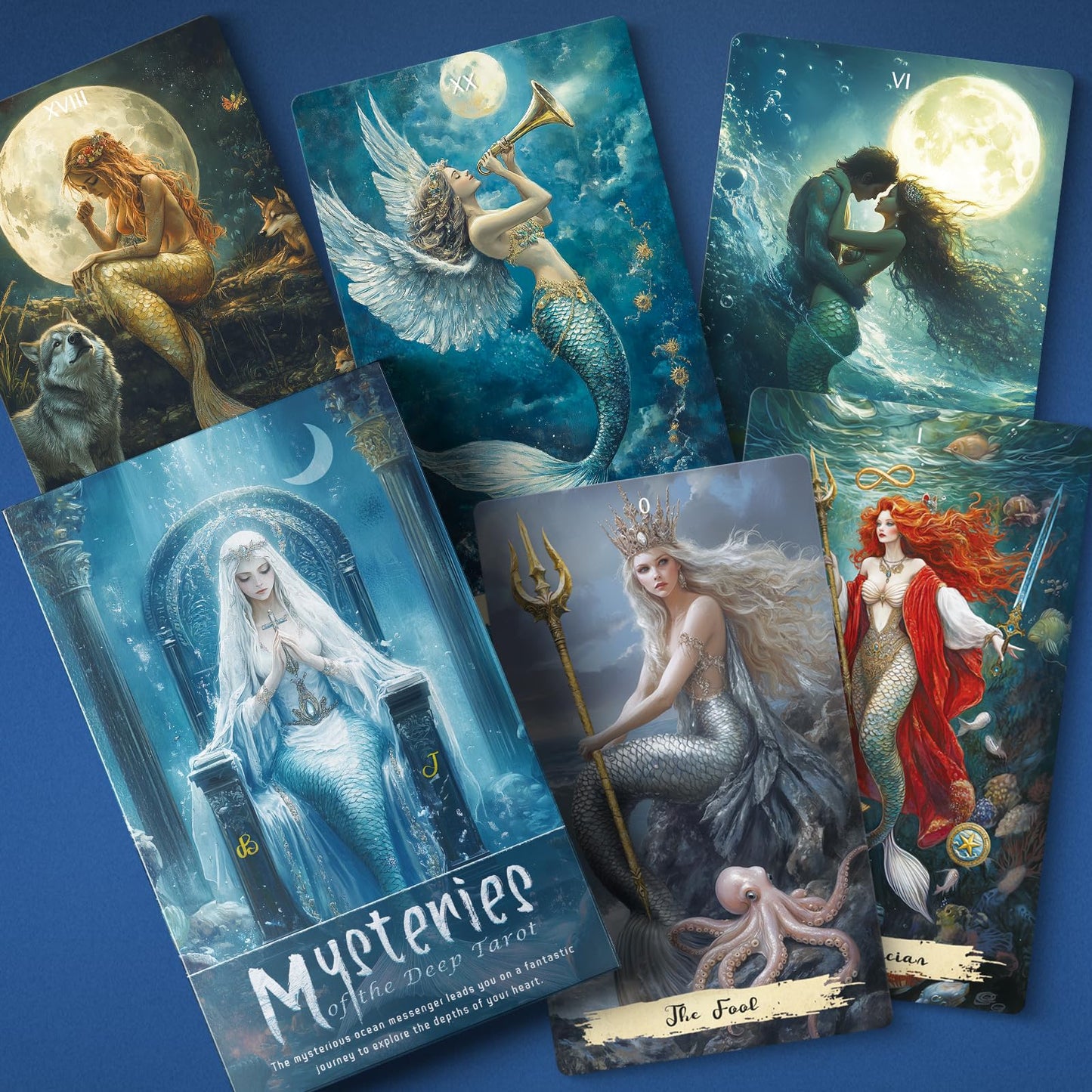 Mekasthos Tarot Cards for Beginners – 78-Card Ocean Mermaid Deck with Guide