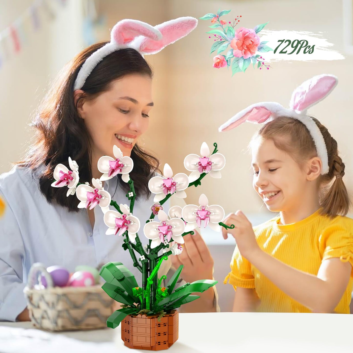MELAKIY 729-Piece Orchid Flowers Building Blocks Set – DIY Home Decor & Gift