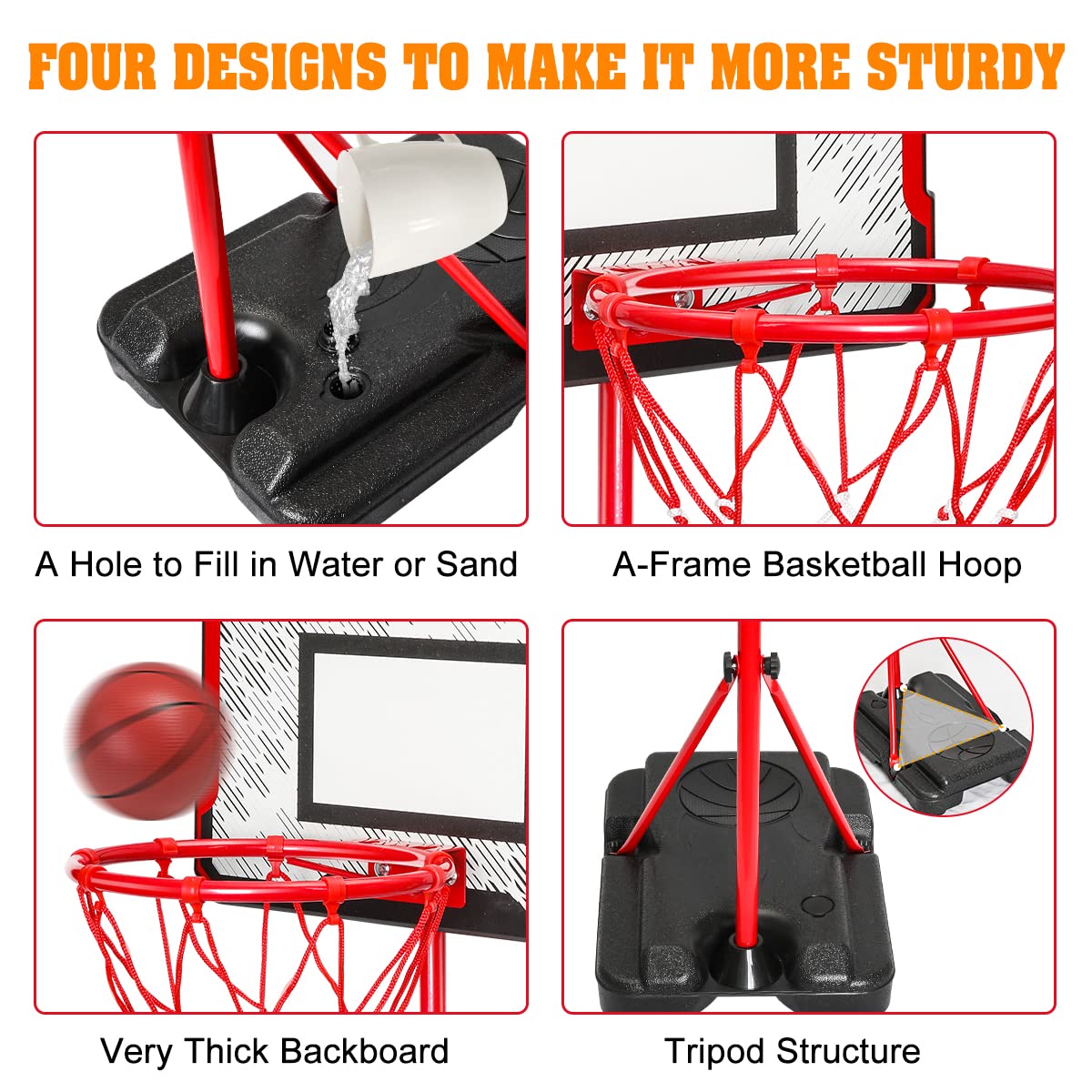 Meland Kids Basketball Hoop — Adjustable 2.9ft-6.2ft Indoor/Outdoor Toy & Dart Board Gift