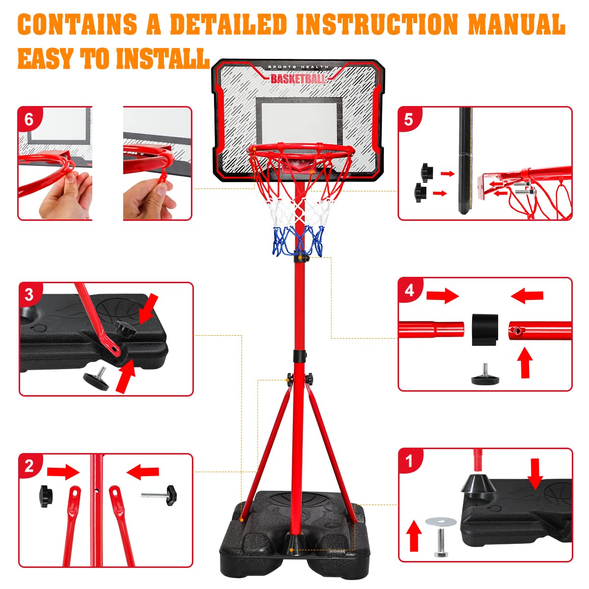 Meland Kids Basketball Hoop — Adjustable 2.9ft-6.2ft Indoor/Outdoor Toy & Dart Board Gift