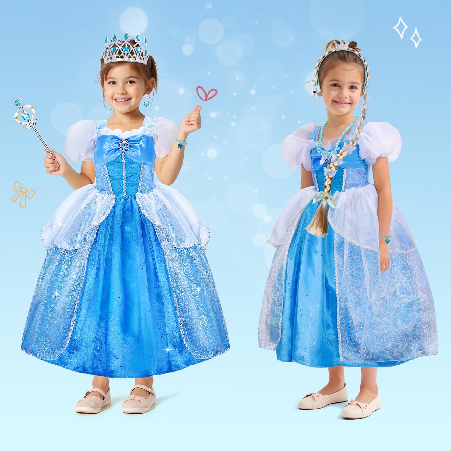Meland Princess Dress Up for Girls – Light-Up Costume (Ages 3–10)