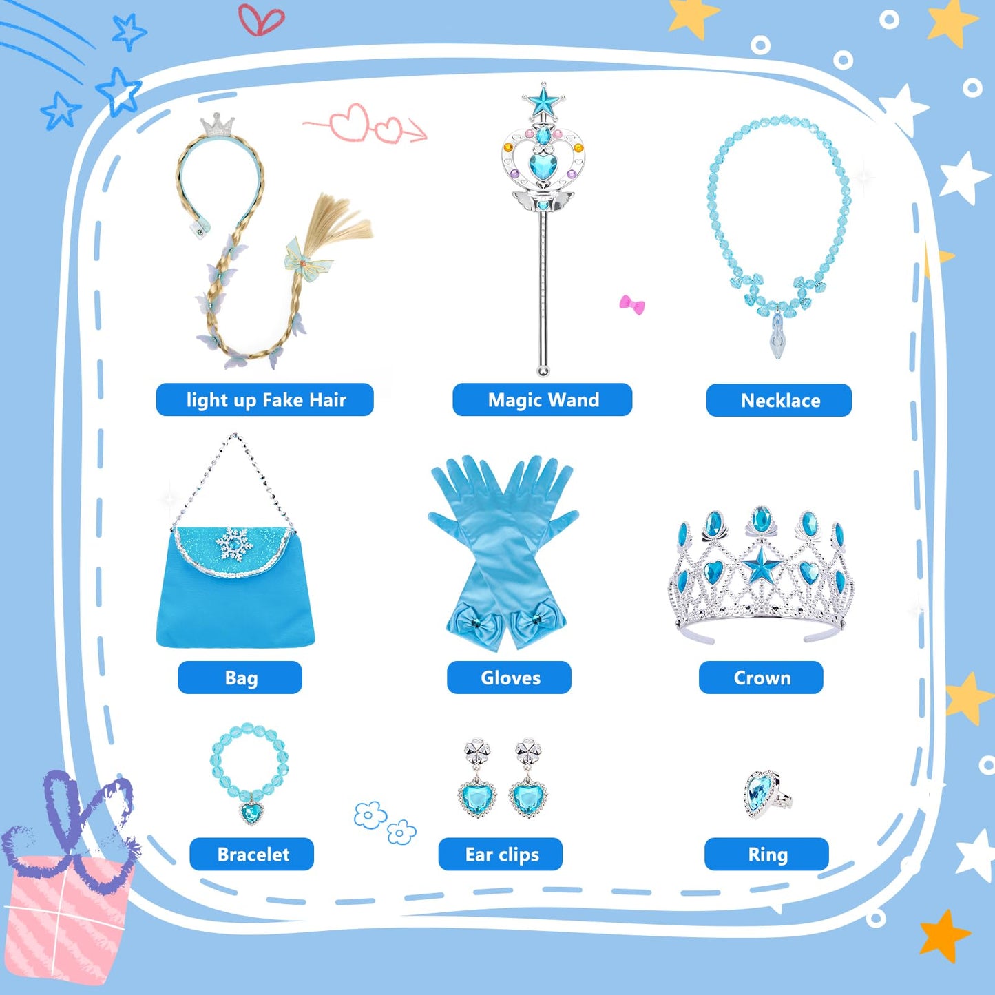 Meland Princess Dress Up for Girls – Light-Up Costume (Ages 3–10)