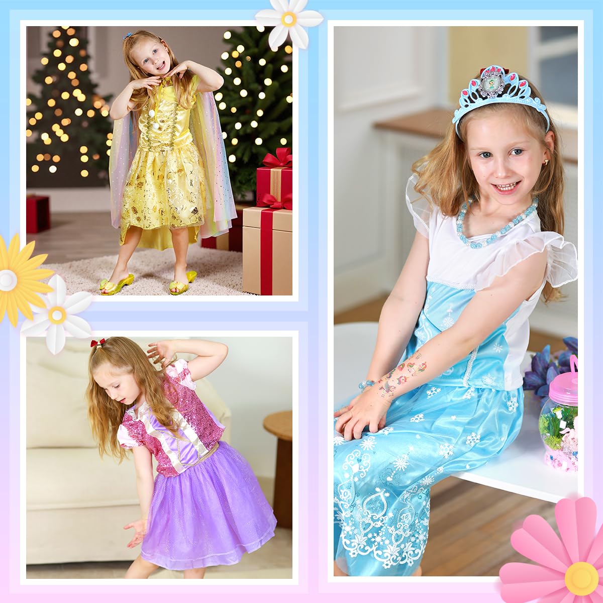 Meland Princess Dress Up Set for Girls 3-6 | Dress Up Trunk with Shoes & Accessories