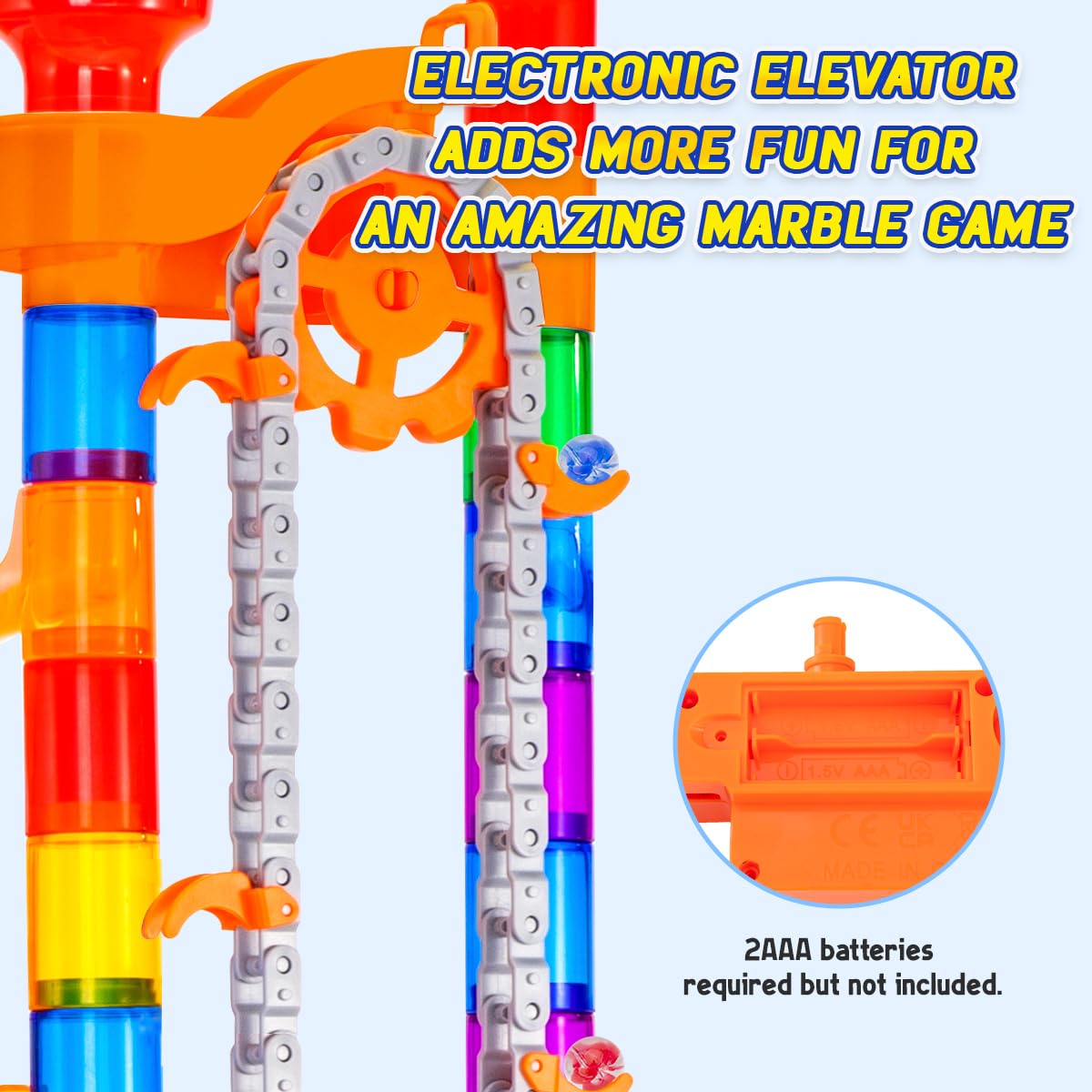 Meland 247Pcs Marble Run with Motorized Elevator – STEM Building Toy