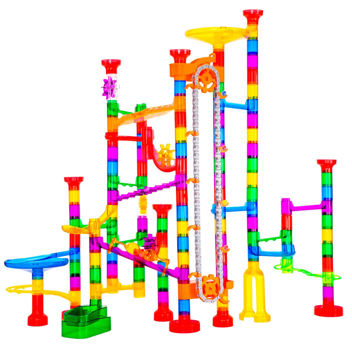 Meland 247Pcs Marble Run with Motorized Elevator – STEM Building Toy