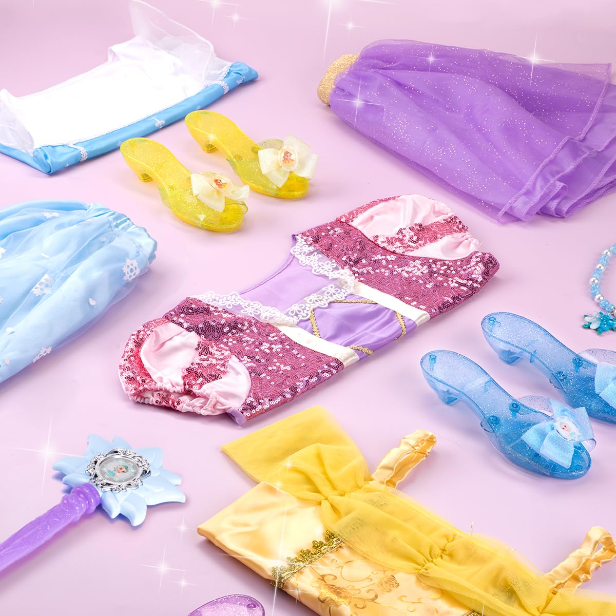 Meland Princess Dress Up Set for Girls 3-6 | Dress Up Trunk with Shoes & Accessories