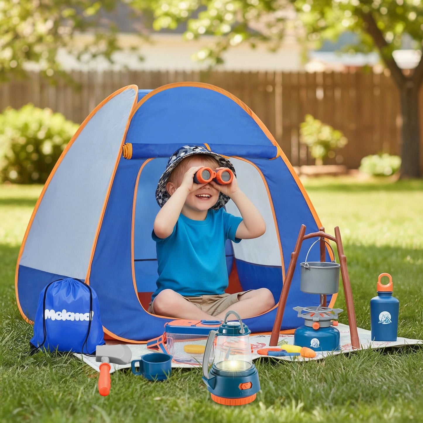 Meland Kids Camping Set with Tent | Outdoor Pretend Play Gear for Toddlers