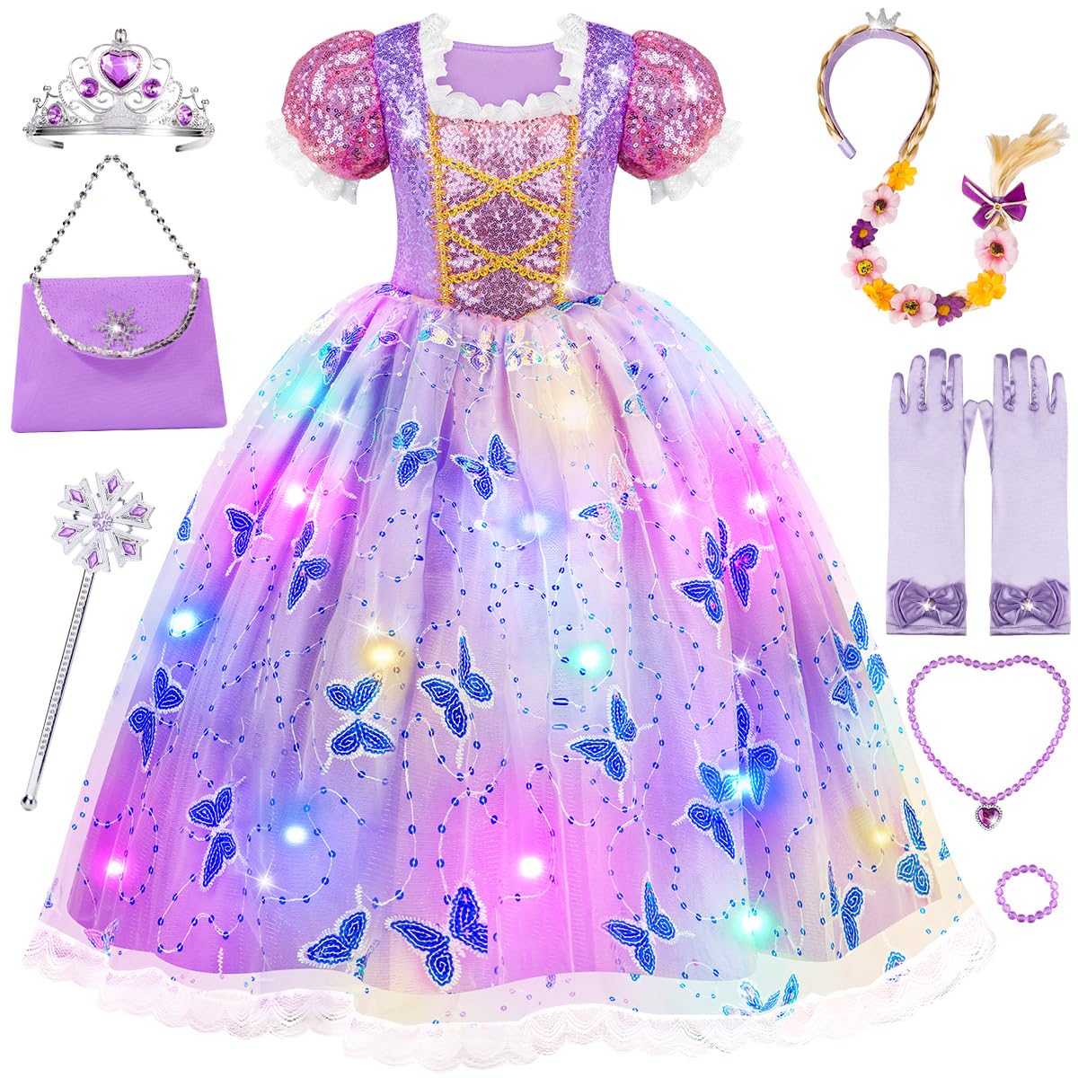 Meland Light-Up Princess Dress for Girls (Ages 3-10) – Enchanted Costume