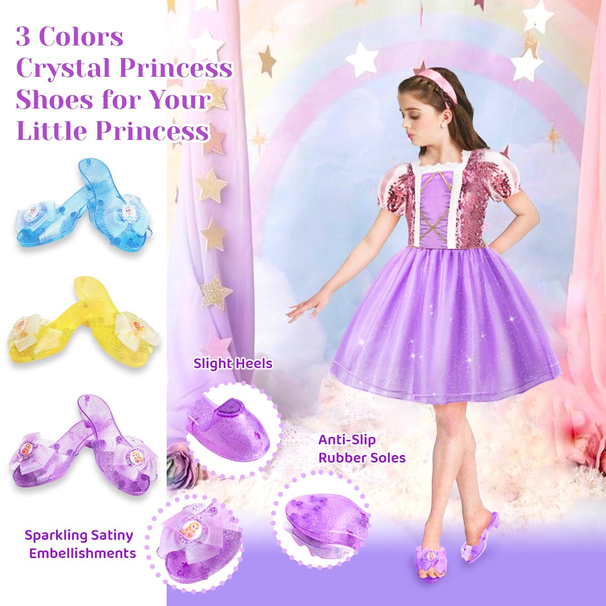 Meland Princess Dress Up Set for Girls 3-6 | Dress Up Trunk with Shoes & Accessories