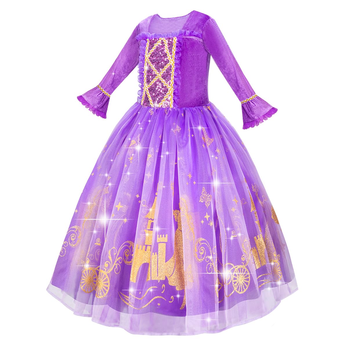 Meland Princess Dress Up for Girls 3-8 | Purple Velvet Costume & Accessories
