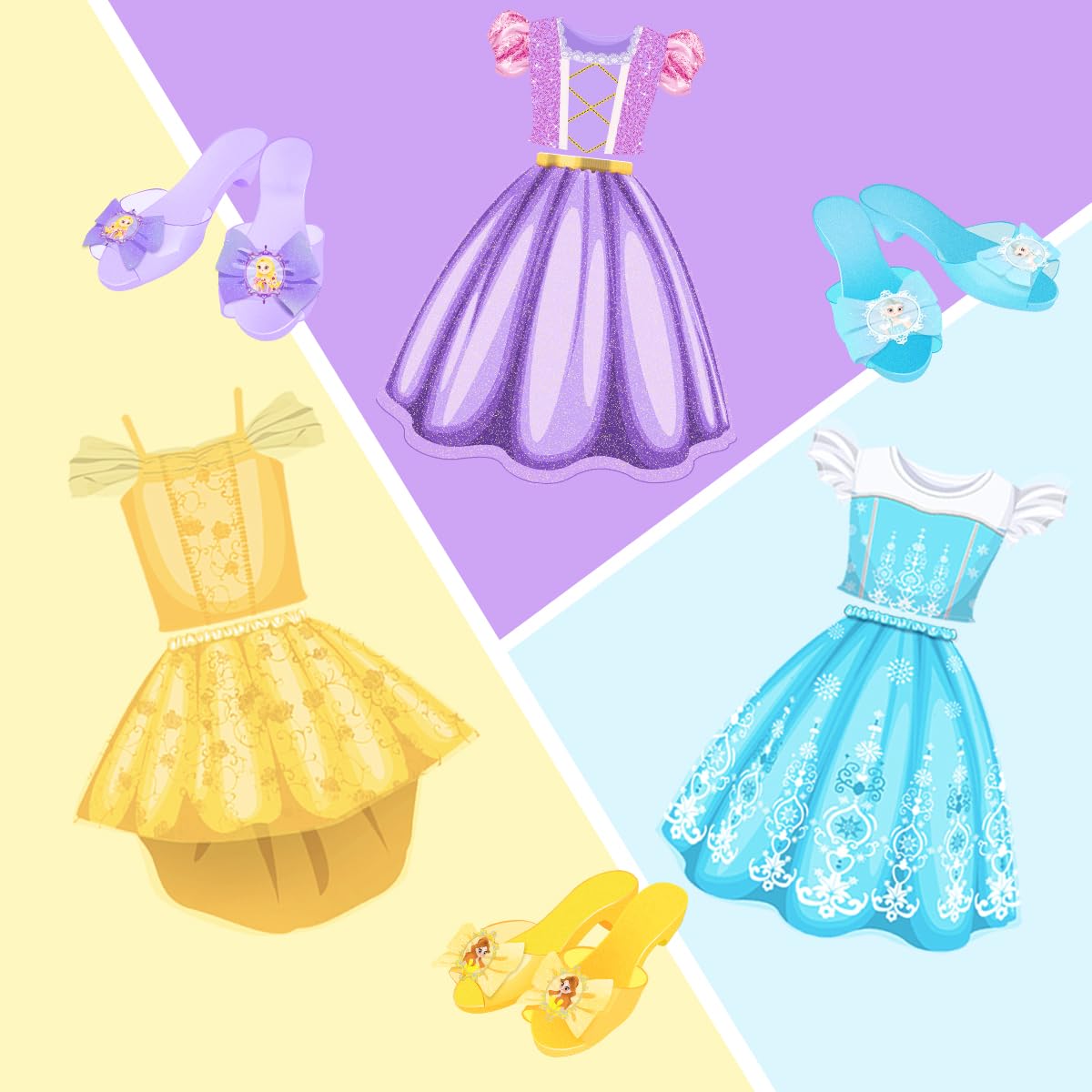 Meland Princess Dress Up Set for Girls 3-6 | Dress Up Trunk with Shoes & Accessories