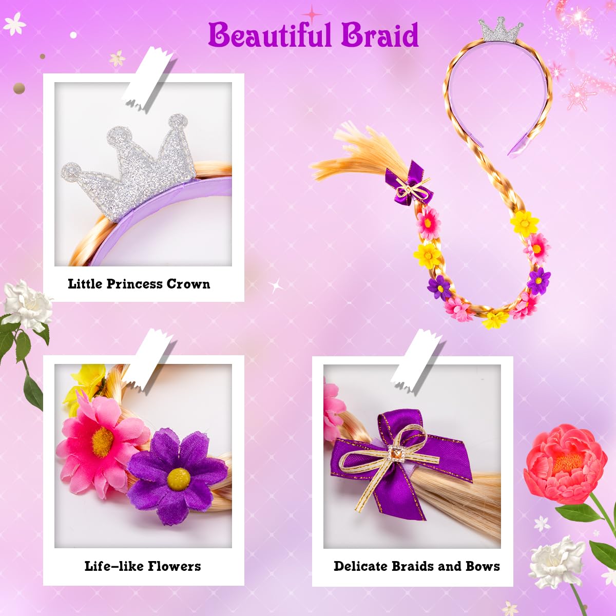 Meland Princess Dress Up for Girls 3-8 | Purple Velvet Costume & Accessories