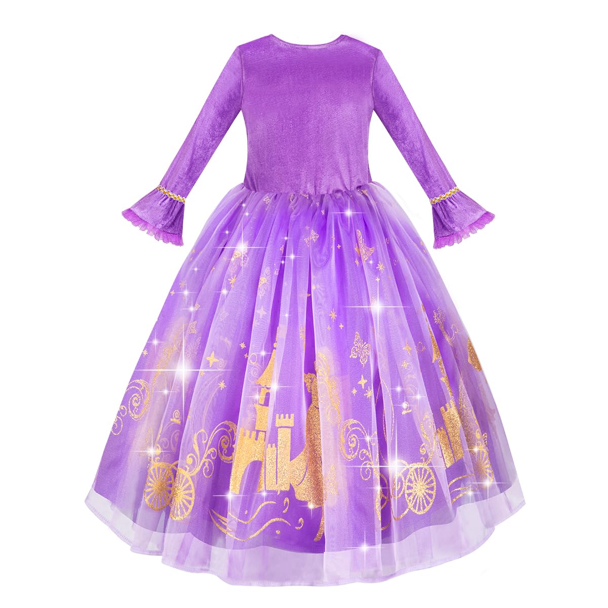 Meland Princess Dress Up for Girls 3-8 | Purple Velvet Costume & Accessories