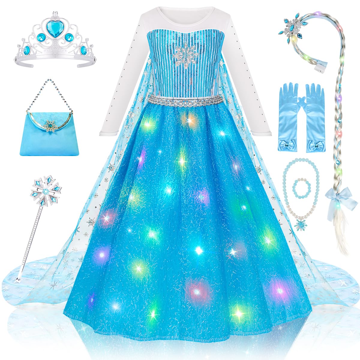 Meland Princess Dress Up for Girls – Light-Up Costume for Ages 3-10 | Gift-Ready