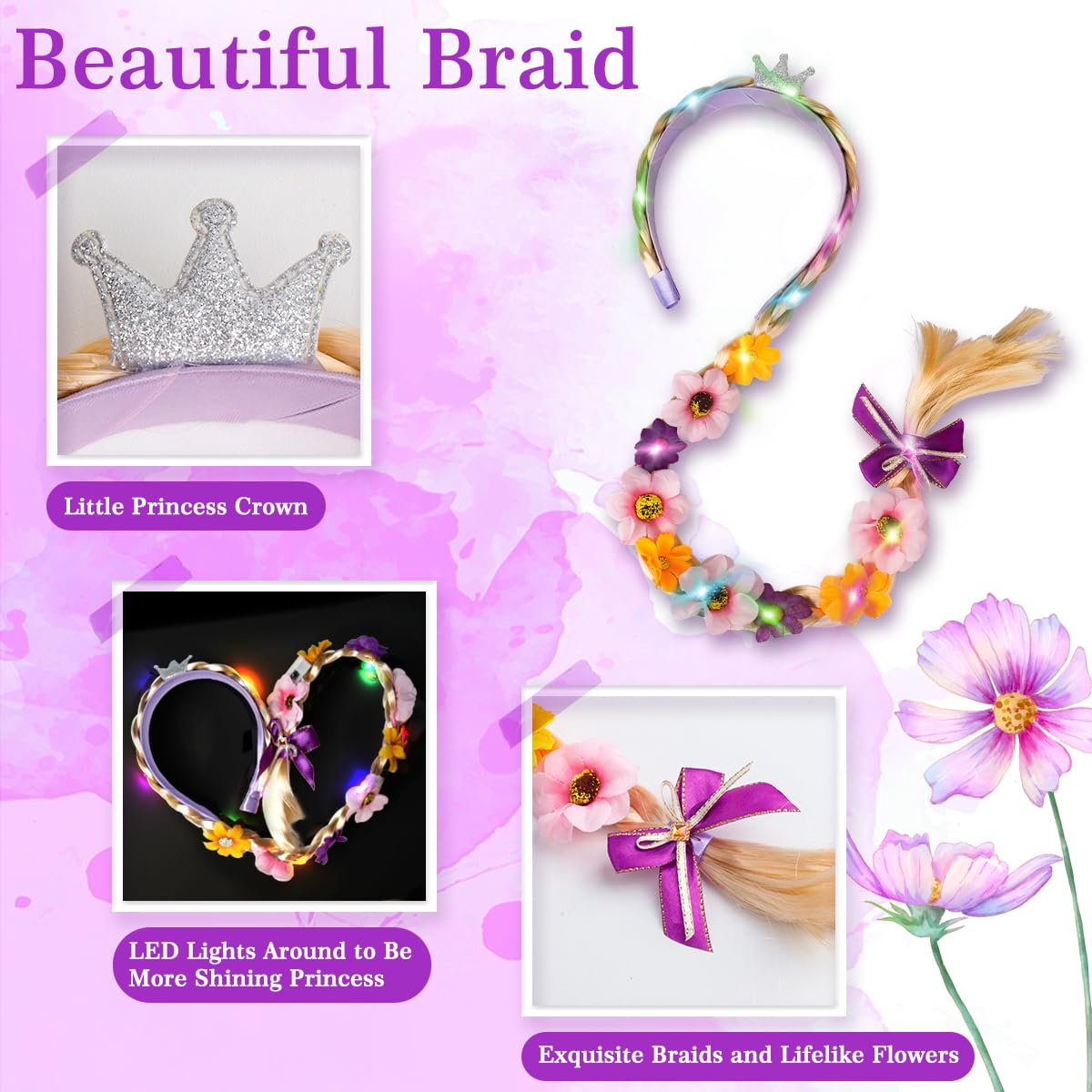 Meland Princess Light-Up Dress for Girls (Ages 3-10) - Enchanting Costume & Accessory Set