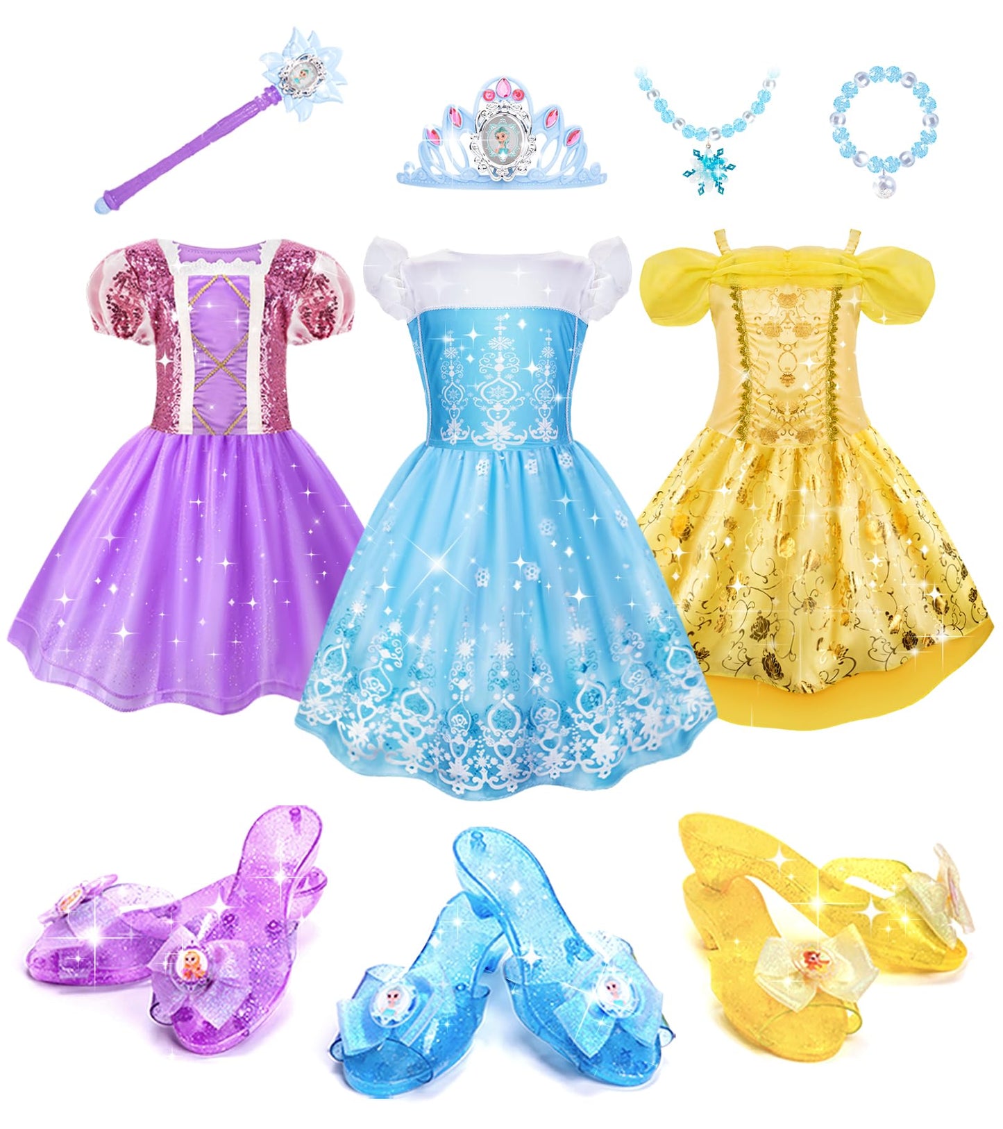 Meland Princess Dress Up Set for Girls 3-6 | Dress Up Trunk with Shoes & Accessories