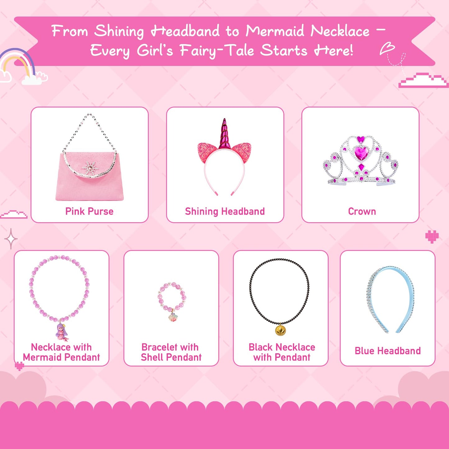 Meland Princess Dress Up Kit for Girls – Cape, Tops, Skirts & Accessories (Ages 3-8)