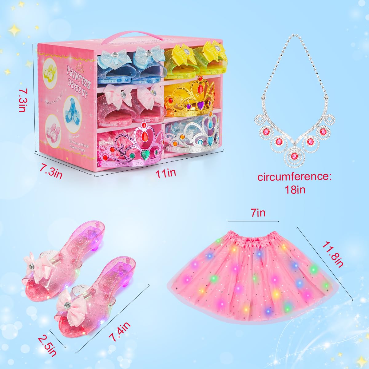 Meland Princess Dress-Up Toys – Light Up Skirts, Shoes & Accessories