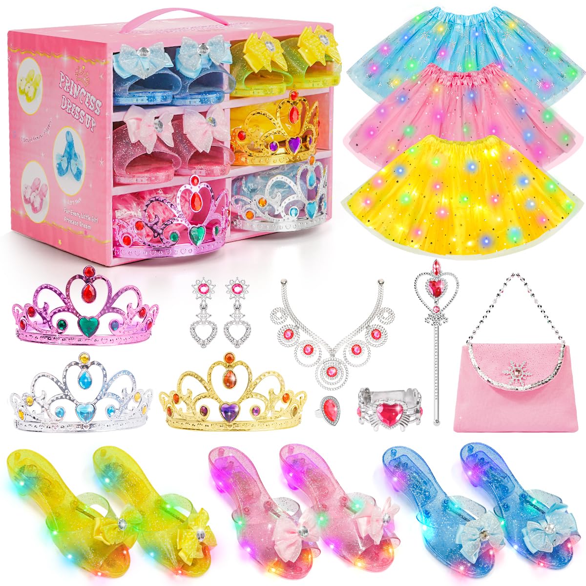 Meland Princess Dress-Up Toys – Light Up Skirts, Shoes & Accessories