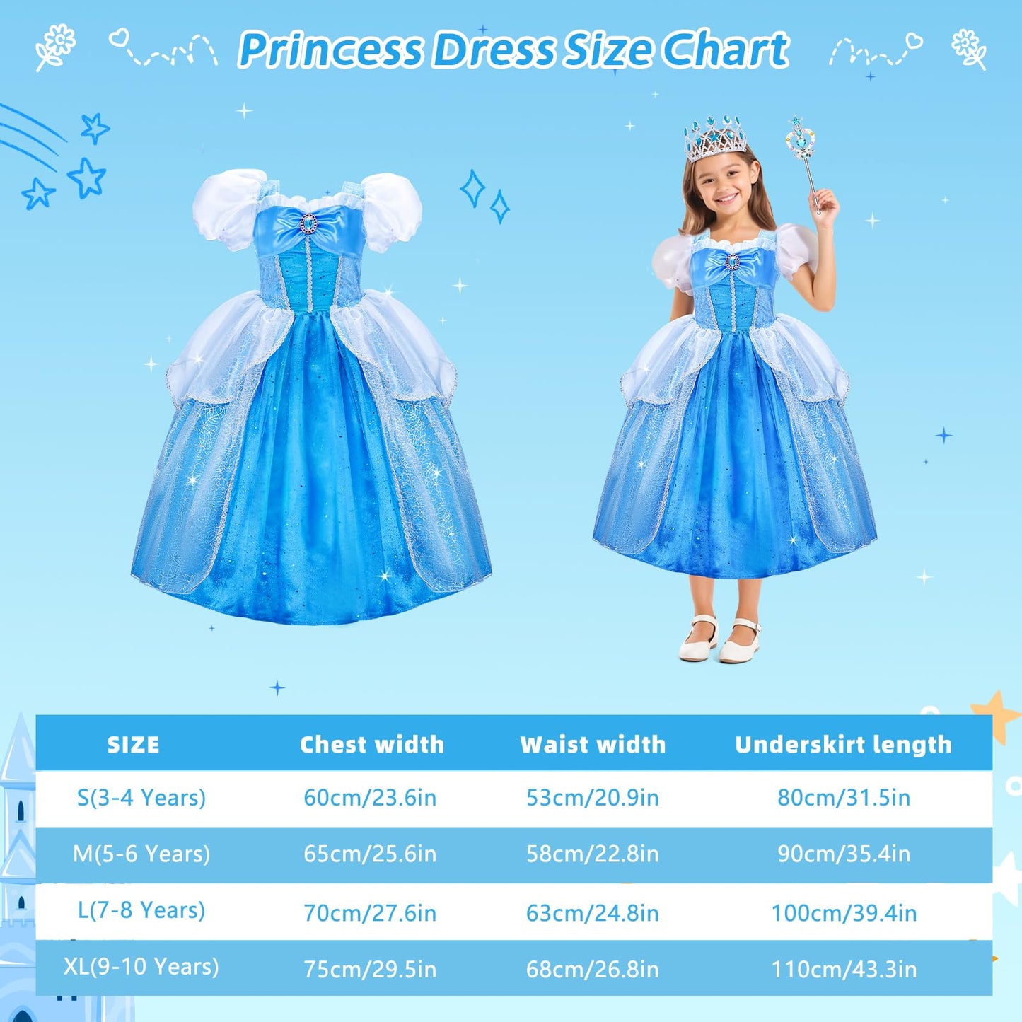 Meland Princess Dress Up for Girls – Light-Up Costume (Ages 3–10)