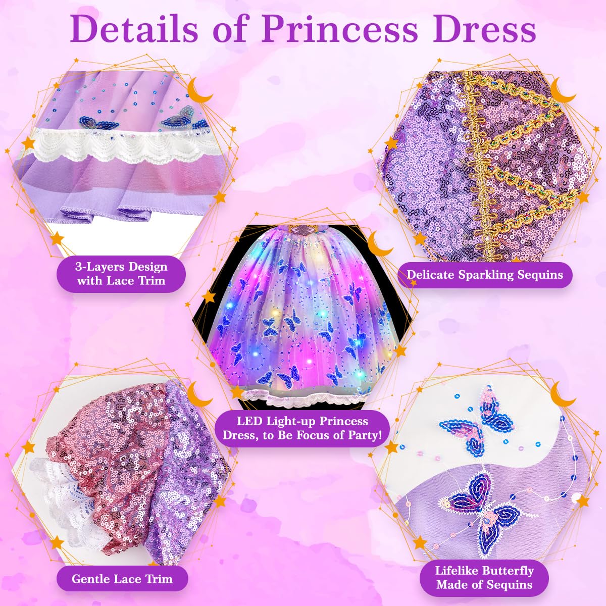 Meland Light-Up Princess Dress for Girls (Ages 3-10) – Enchanted Costume