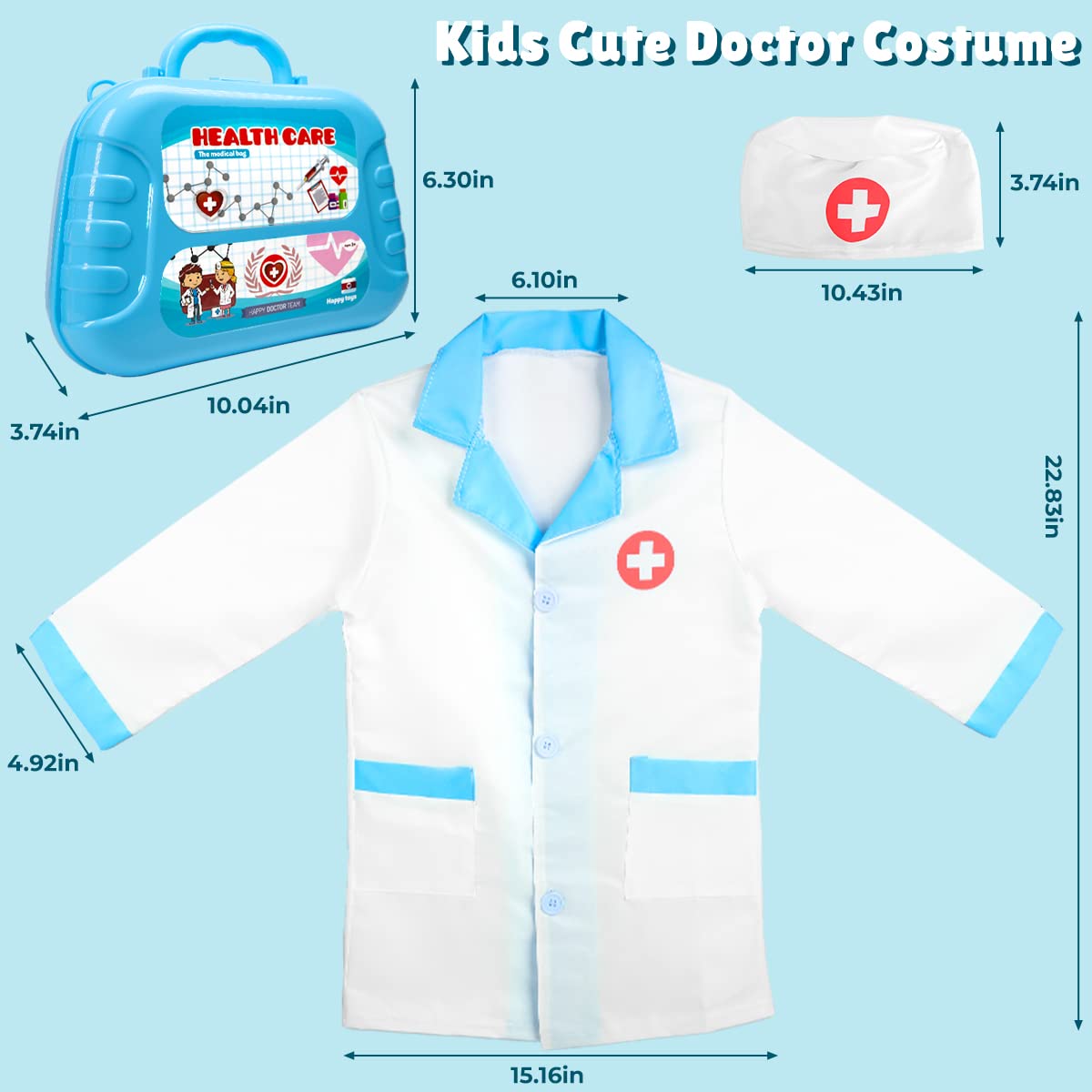 Meland Toy Doctor Kit for Kids - Pretend Play Set with Case, Stethoscope, Costume