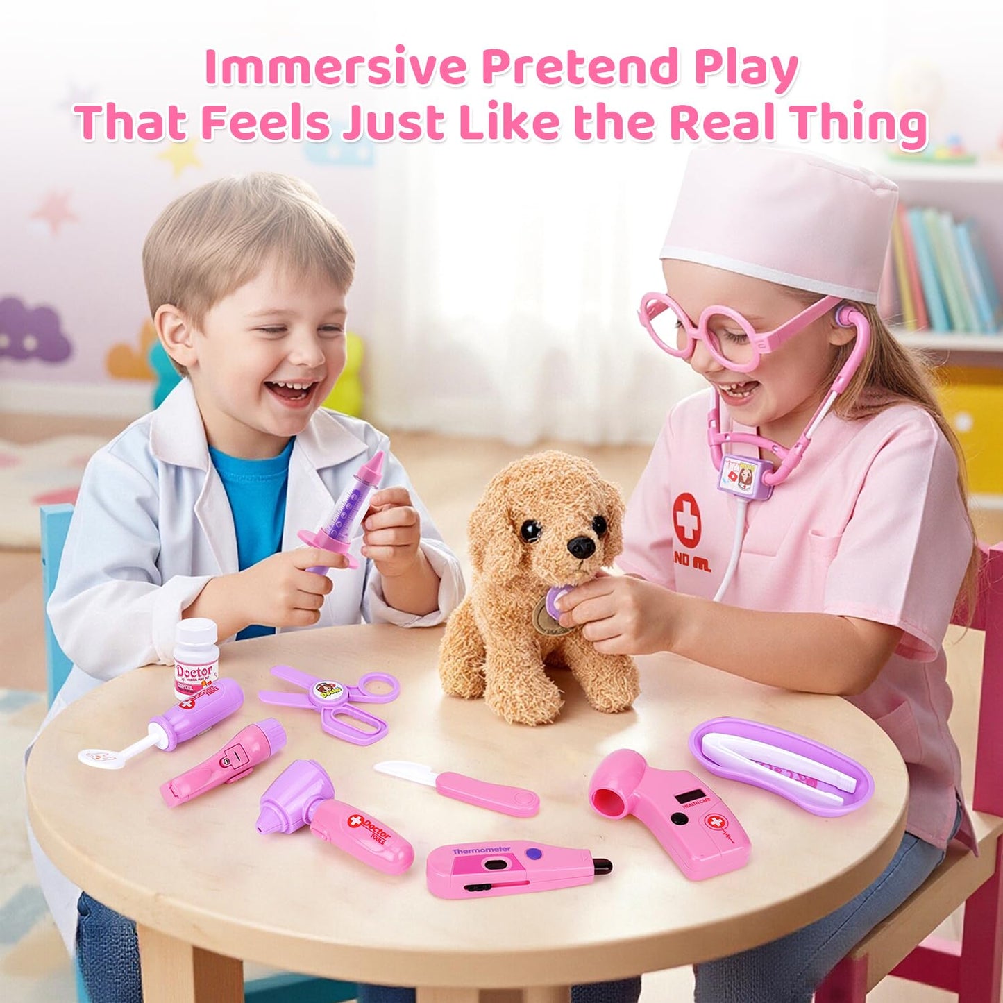 Meland Toy Doctor Kit for Girls – Pretend Play Medical Set with Stethoscope