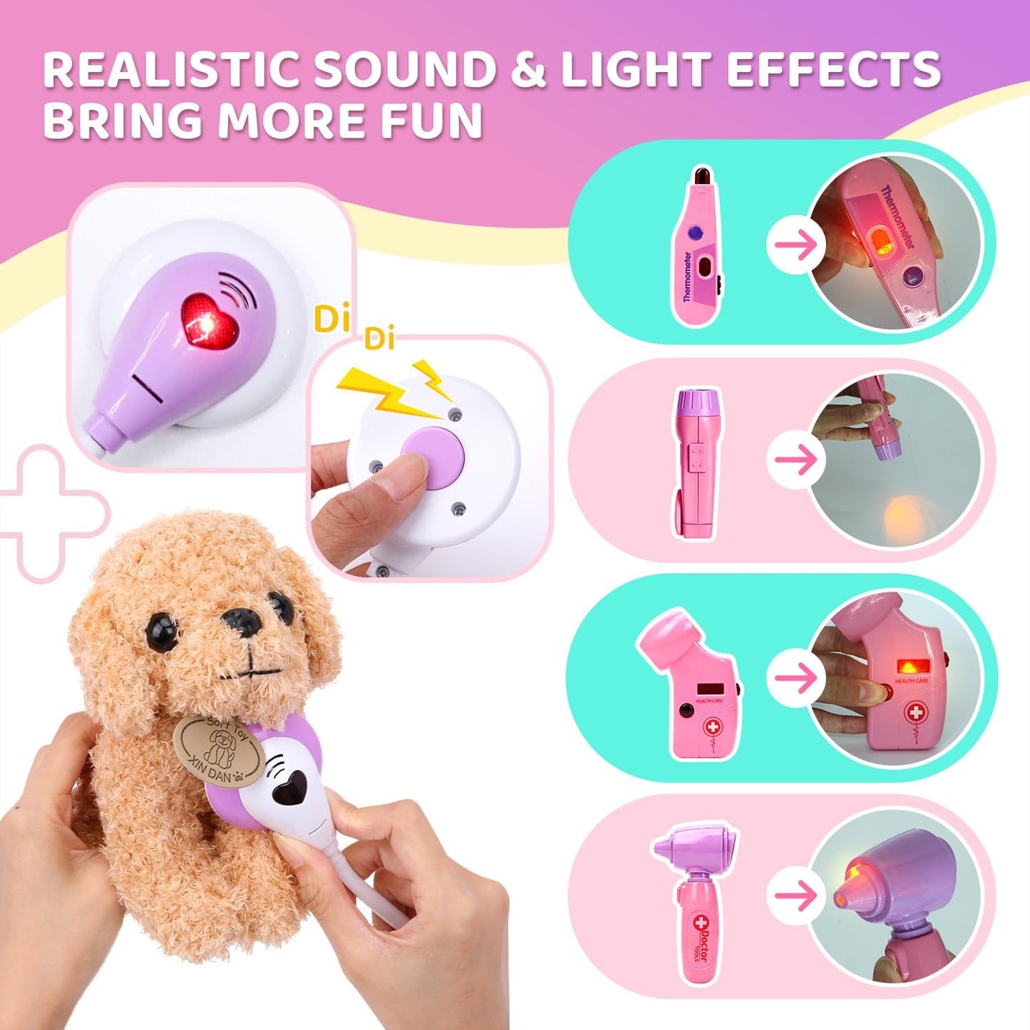 Meland Toy Doctor Kit for Girls – Pretend Play Medical Set with Stethoscope