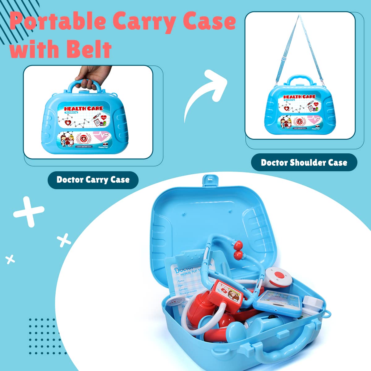 Meland Toy Doctor Kit for Kids - Pretend Play Set with Case, Stethoscope, Costume