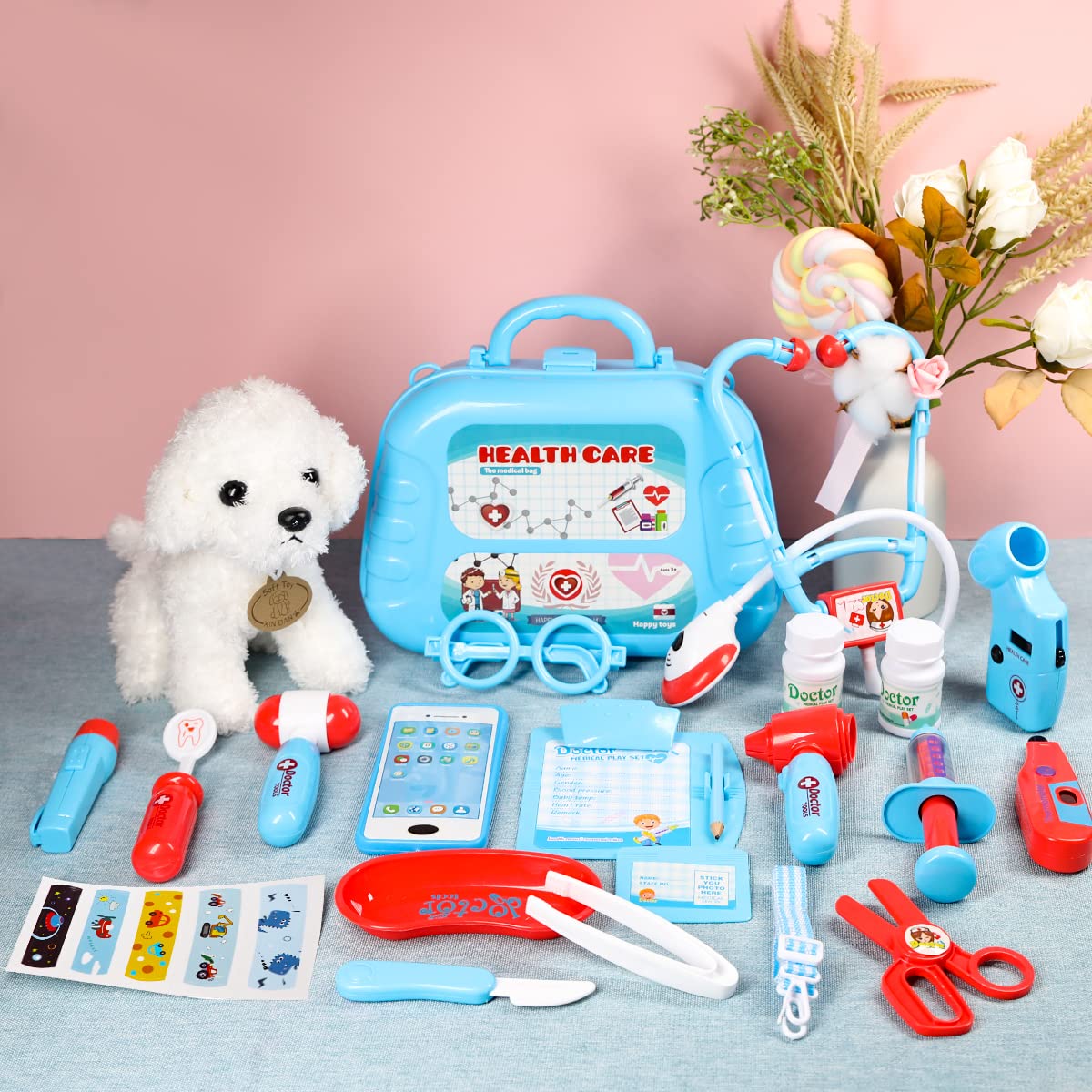 Meland Toy Doctor Kit for Kids - Pretend Play Set with Case, Stethoscope, Costume