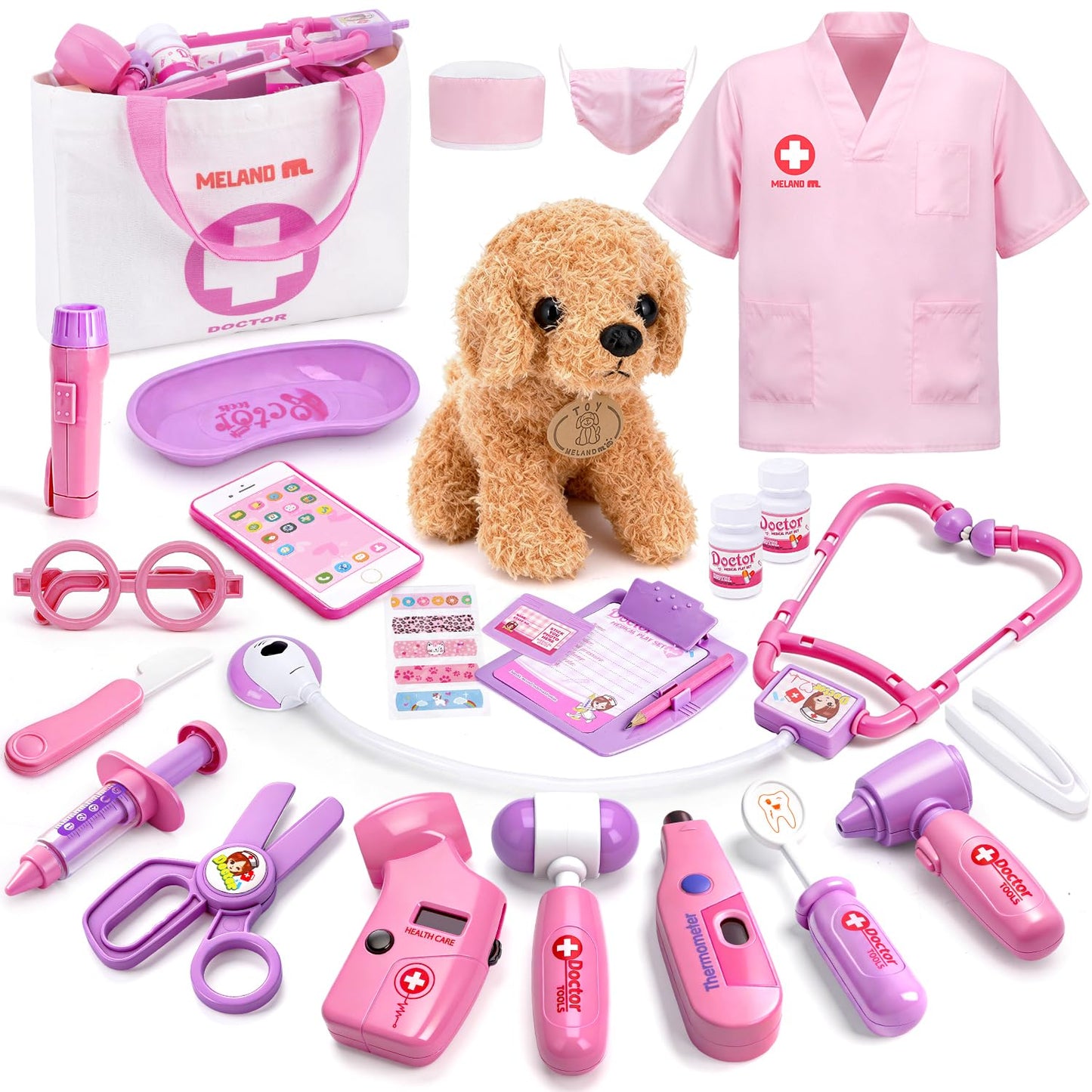 Meland Toy Doctor Kit for Girls – Pretend Play Medical Set with Stethoscope