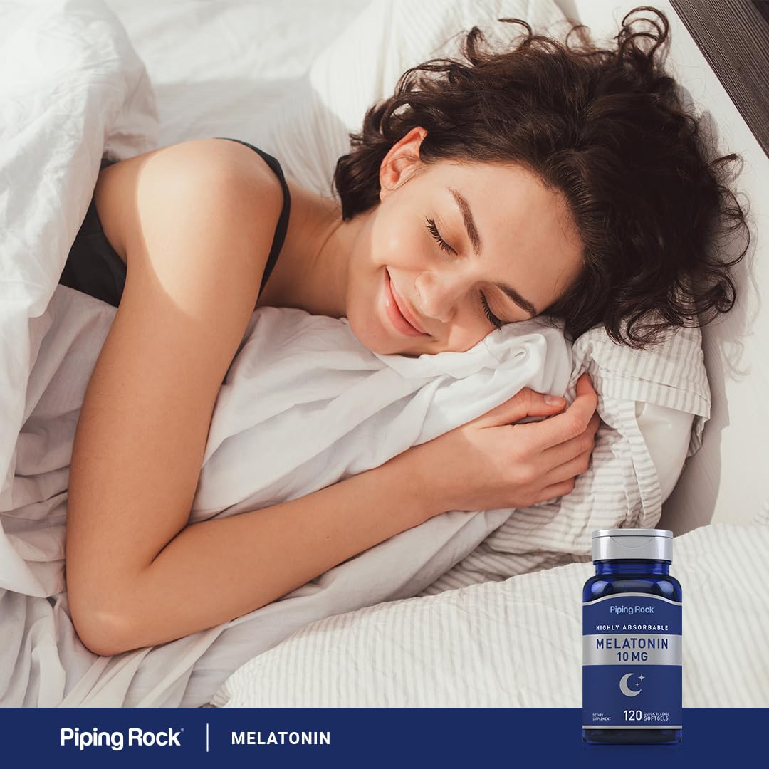 Piping Rock Melatonin 10mg | 120 Softgel Capsules | Quick Release Supplement | Highly Absorbable | Non-GMO, Gluten Free
