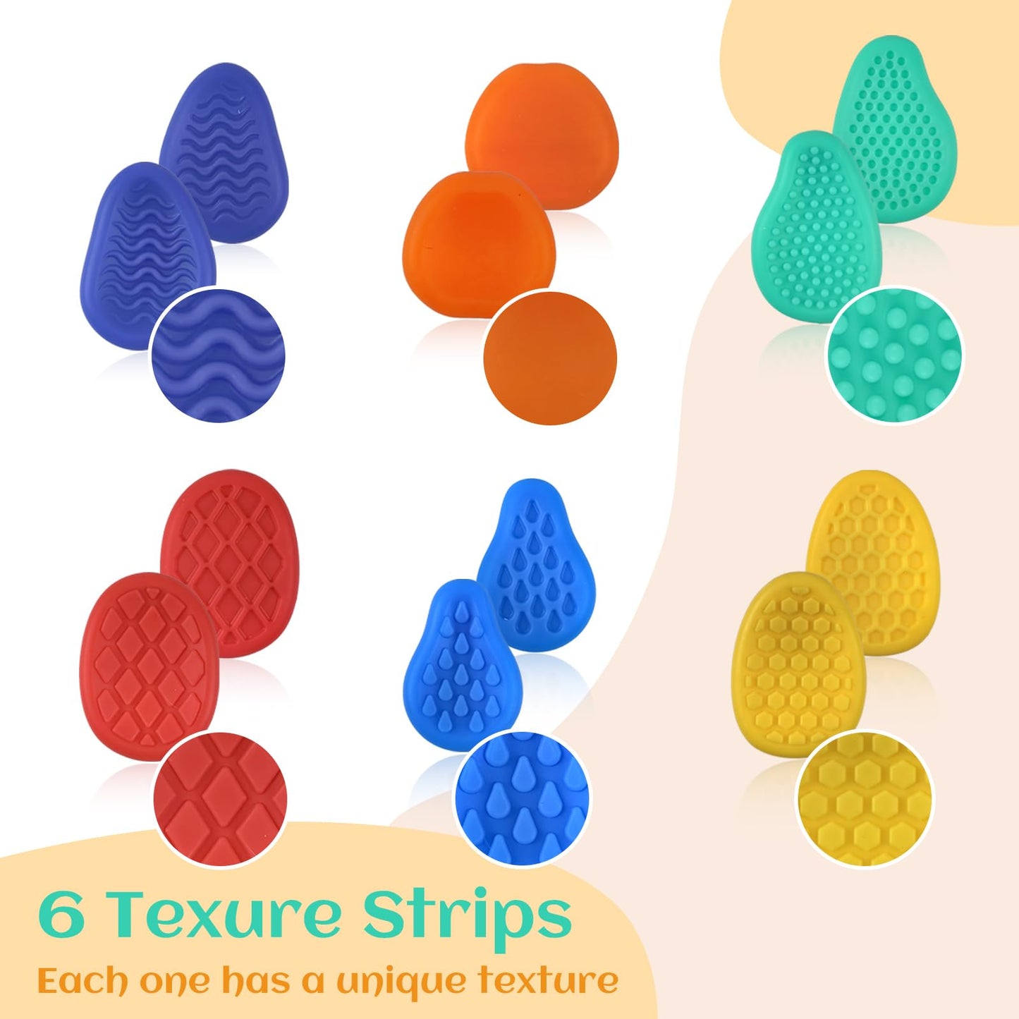 Melearch Fidget Toys Sensory Stone Set — 6 Silicone Textured Worry Stones for Focus and Calm