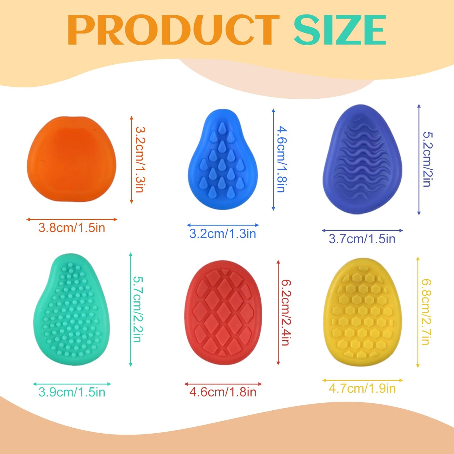 Melearch Fidget Toys Sensory Stone Set — 6 Silicone Textured Worry Stones for Focus and Calm