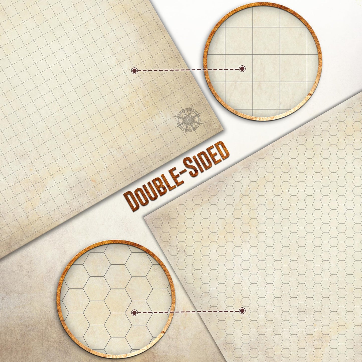 Melee Mats DND Map Starter Set – 23” x 27” Double-Sided Wet & Dry Erase Battle Grid + Accessories