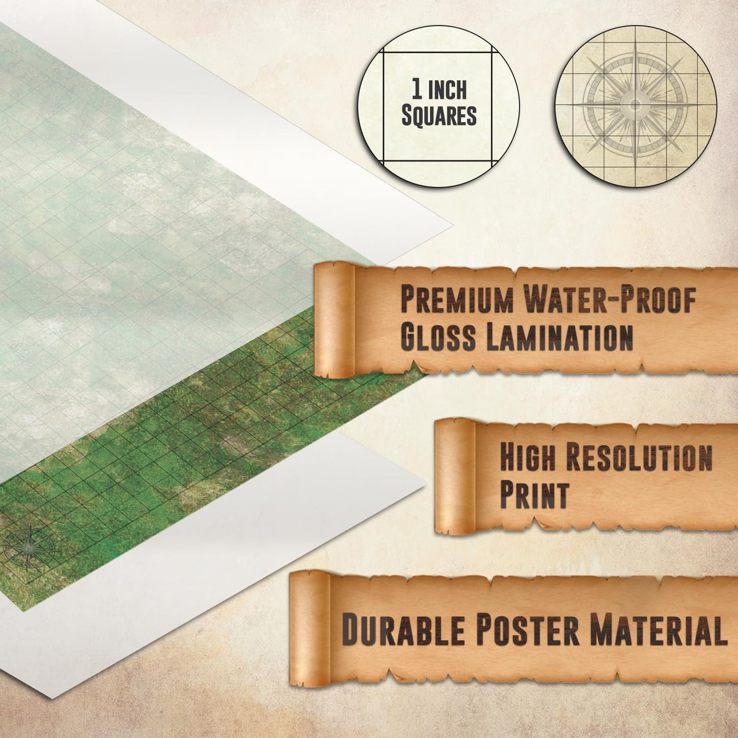 Melee Mats DND Map Starter Set – 3 Double-Sided 24x36 Battle Mats with Accessories